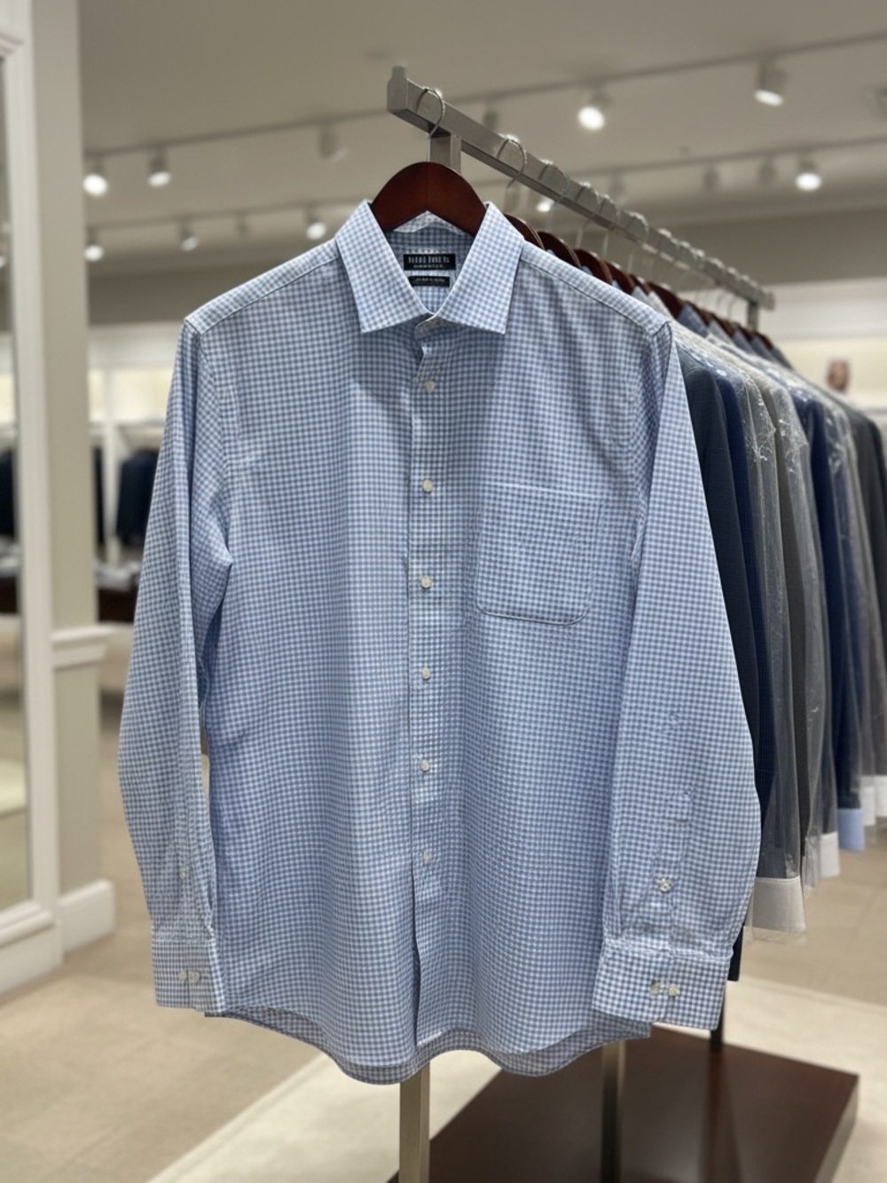 Lauren Ralph Lauren Blue Gingham Button Down Shirt Mens 17 34/35 Classic Fit